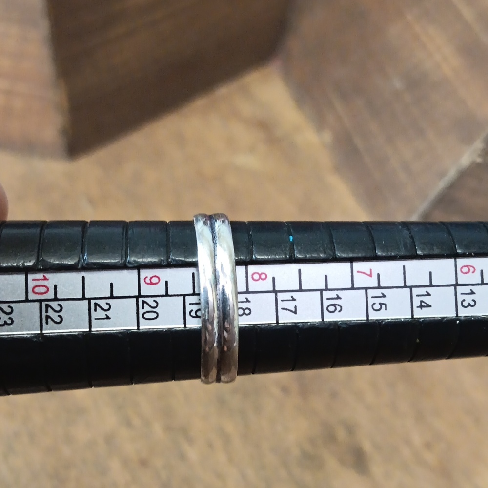 Rectangular Silver And Brown Stone Ring - image 2